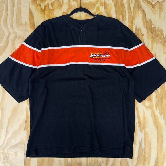 Vintage y2k laughlin biker striped t-shirt - Picture 1 of 4